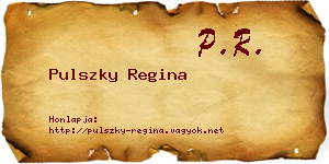 Pulszky Regina névjegykártya